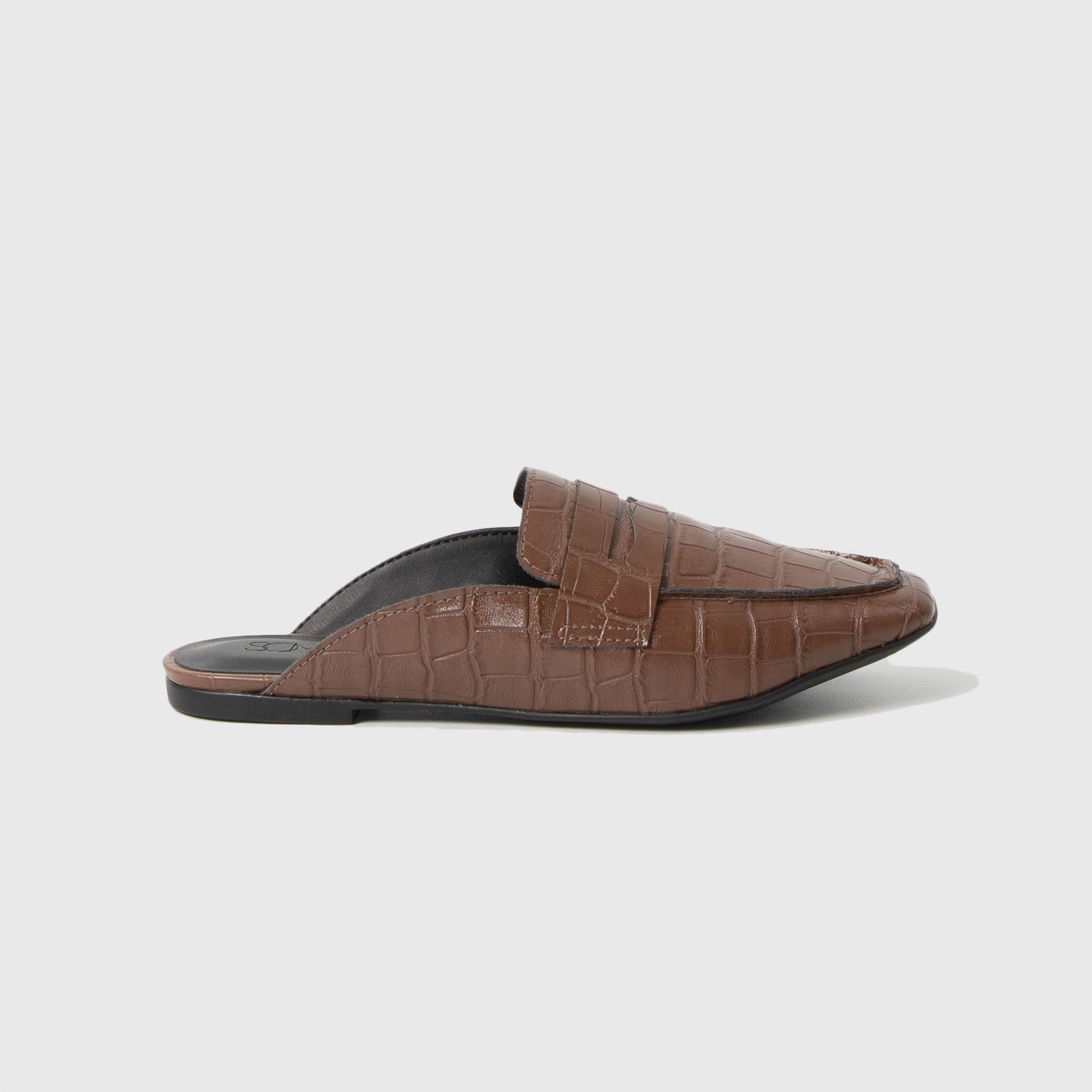 Mule Antônia Napa Croco Marrom